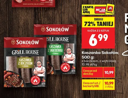 Kaszanka Sokołów Grill House z boczkiem i cebulką promocja w Biedronka