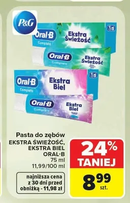 Pasta do zębów Oral-B Ekstra Biel promocja w Carrefour Market