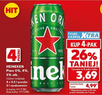 Piwo Heineken 5% alk. promocja w Kaufland
