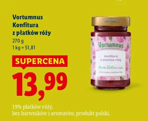 Konfitura Vortumnus z płatków róży promocja w Lidl