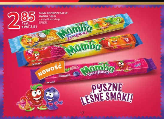 Gumy rozpuszczalne Mamba Berrytasty promocja w Selgros