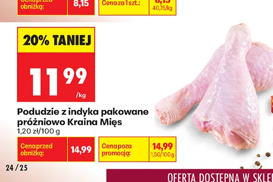 Podudzie z indyka pakowane próżniowo Kraina Mięs promocja w Biedronka