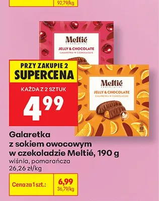 Galaretka z sokiem owocowym w czekoladzie Meltié wiśnia promocja w Biedronka