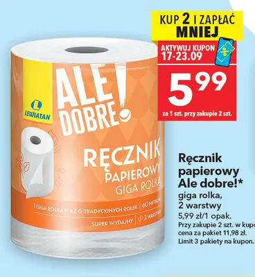 Ręcznik papierowy Ale Dobre! giga rolka 2 warstwy promocja w LEWIATAN