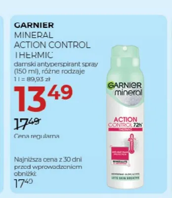 Antyperspirant damski spray Garnier Mineral Action Control promocja w Drogerie Jawa