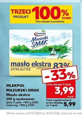 Masło ekstra Mlekpol Mazurski Smak promocja w Kaufland