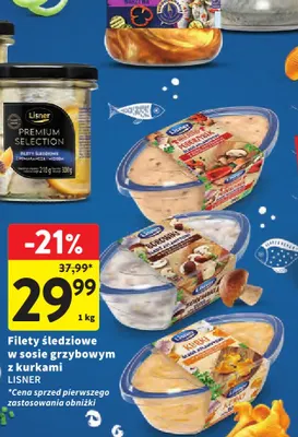 Filety śledziowe w sosie grzybowym z kurkami Lisner promocja w Intermarche