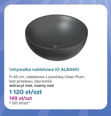 Umywalka nablatowa IO ALBANO czarny mat promocja w Blu Salony Łazienek