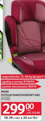 Fotelik samochodowy MOMI FOTELIK SAMOCHODOWY MEI promocja w Selgros