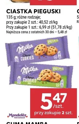 Ciastka Pieguski Milka Choco Cookies & Nuts promocja w Stokrotka