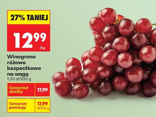 Winogrono różowe bezpestkowe na wagę promocja w Biedronka