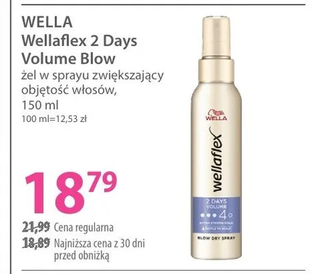 Żel w sprayu do włosów Wella Wellaflex 2 Days Volume Blow promocja w Hebe