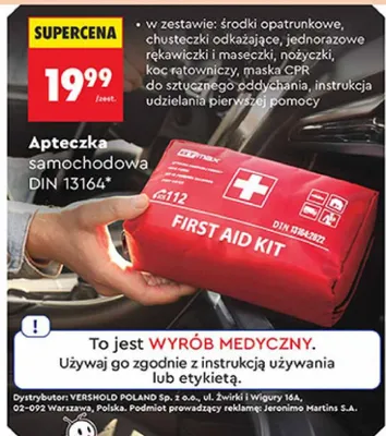 Apteczka samochodowa DIN 13164 promocja w Biedronka