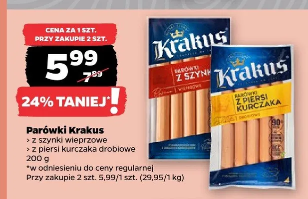 Parówki z piersi kurczaka Krakus promocja w Netto