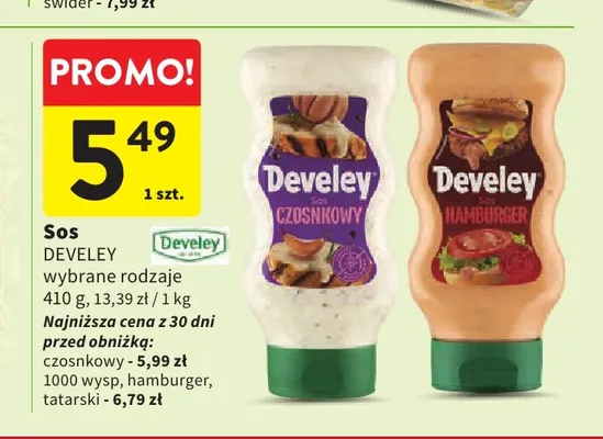 Sos czosnkowy Develey promocja w Intermarche