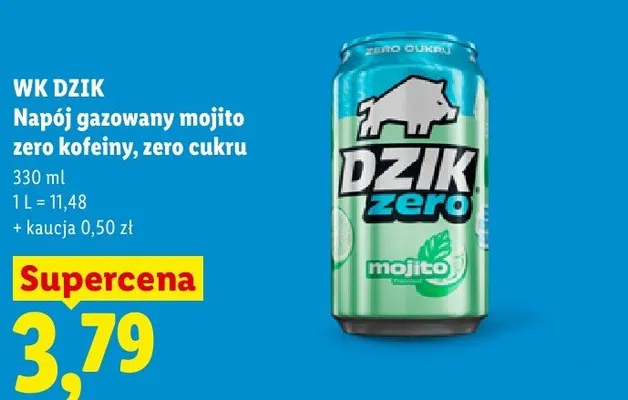 Napój gazowany WK DZIK mojito zero kofeiny zero cukru 330ml promocja w Lidl