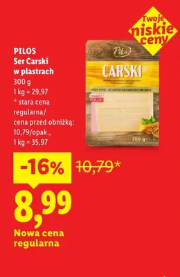 Ser Carski w plastrach Pilos promocja w Lidl