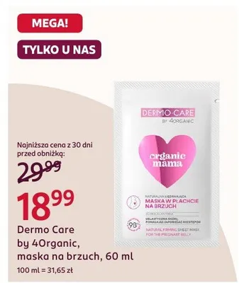 Maska na brzuch Dermo Care by 4Organic Organic Mama promocja w Rossmann