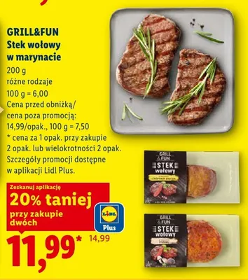 Stek wołowy w marynacie Grill&Fun promocja w Lidl