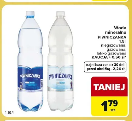 Woda mineralna gazowana Piwniczanka promocja w Carrefour Express