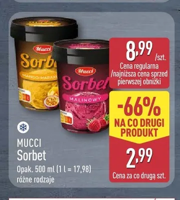 Sorbet malinowy Mucci promocja w Aldi