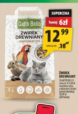 Żwirek drewniany Gatto Bello promocja w Arhelan