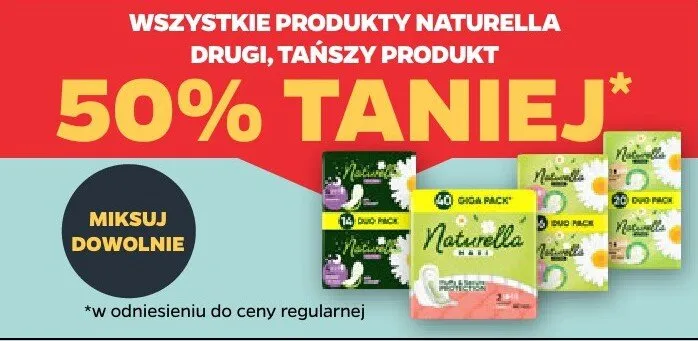 Wszystkie produkty drugi, tańszy produkt 50% taniej promocja w Netto