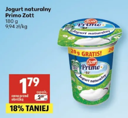 Jogurt naturalny Primo Zott promocja w Delikatesy Centrum