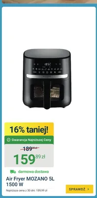 Air Fryer MOZANO 5l 1500W promocja w ERLI