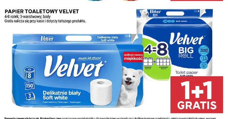 Papier toaletowy Velvet Delikatnie biały Soft white promocja w Stokrotka