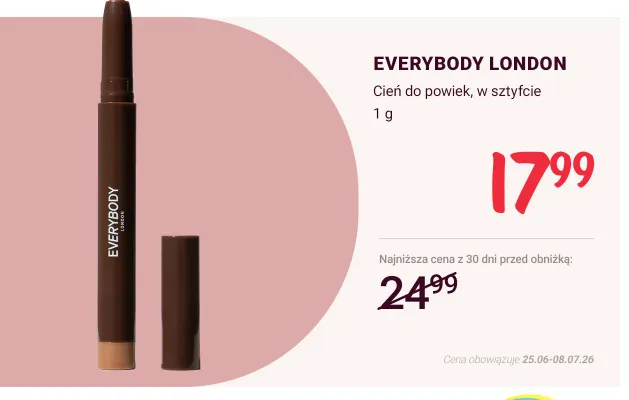 Cień do powiek w sztyfcie Everybody London promocja w Rossmann