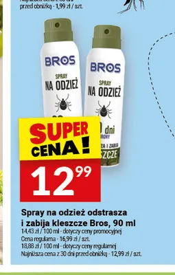Spray na odzież odstrasza i zabija kleszcze Bros promocja w Twój Market
