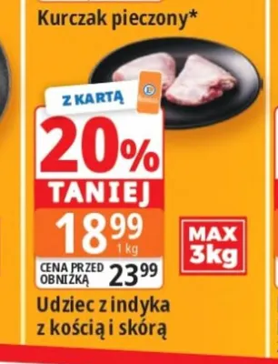 Udziec z indyka z kością i skórą promocja w Leclerc