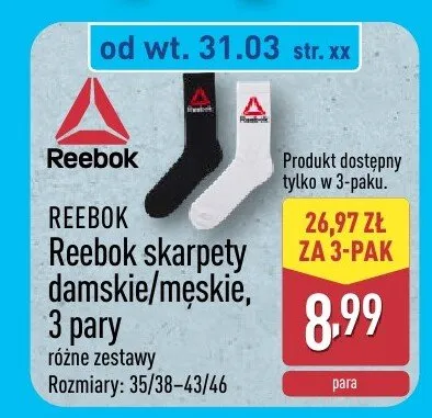 Skarpety damskie/męskie, 3 pary promocja w Aldi