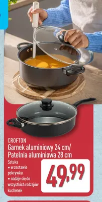 Garnek aluminiowy 24 cm z pokrywką Crofton promocja w Aldi