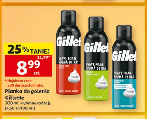Pianka do golenia Gillette Sensitive Scent promocja w Auchan