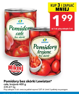 Pomidory bez skórki Lewiatan całe promocja w LEWIATAN