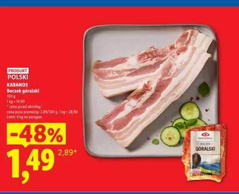 Boczek góralski Kabanos promocja w Lidl