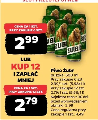 Piwo puszka Żubr promocja w Netto