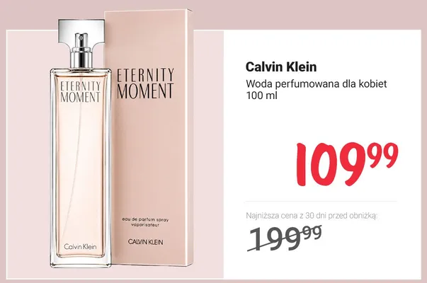 Woda perfumowana dla kobiet Calvin Klein Eternity Moment promocja w Rossmann