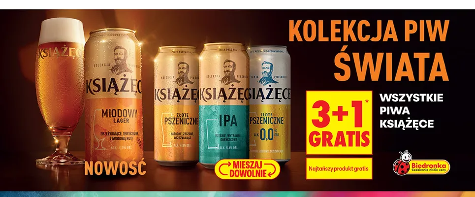 Piwo Książęce Miodowy Lager promocja w Biedronka