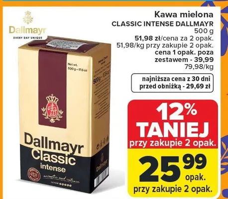 Kawa mielona Classic Intense Dallmayr promocja w Carrefour