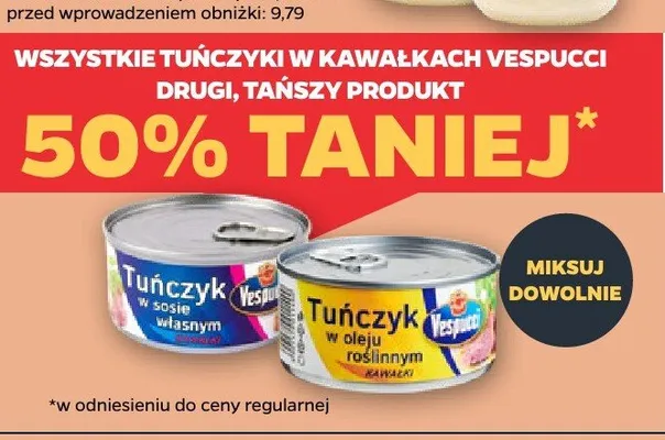 Tuńczyk w kawałkach w sosie własnym Vespucci promocja w Netto