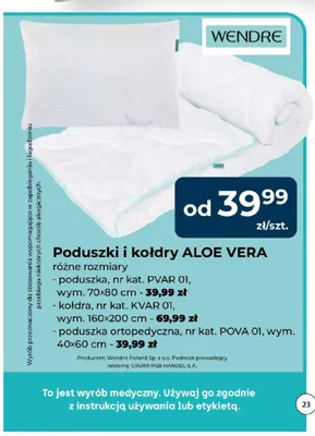 Kołdra ALOE VERA Wendre promocja w PSB Mrówka