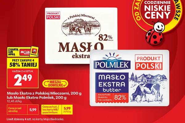 Masło Ekstra Polmlek promocja w Biedronka
