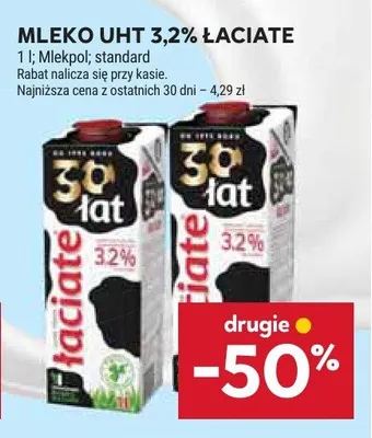 Mleko uht 3,2% łaciate promocja w Stokrotka