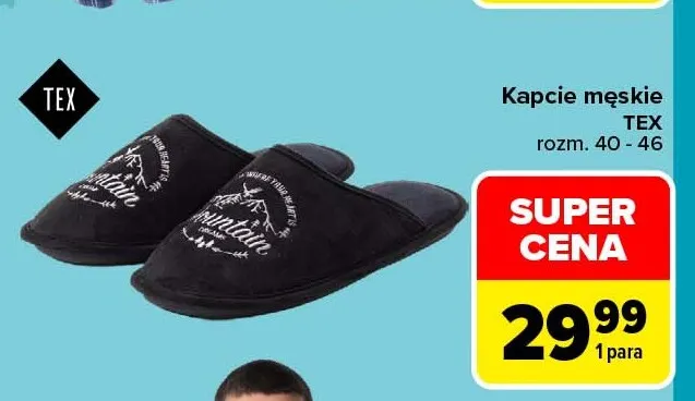 Kapcie męskie TEX promocja w Carrefour