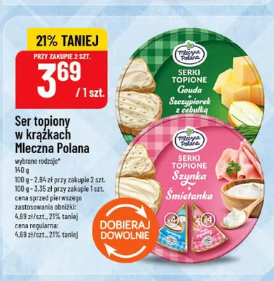 Ser topiony w krążkach Mleczna Polana Szynka + Śmietanka promocja w POLOmarket