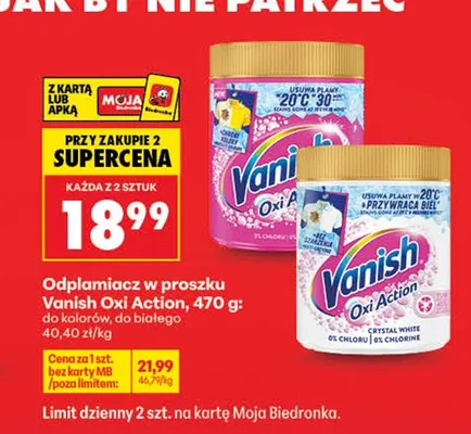 Odplamiacz w proszku Vanish Oxi Action promocja w Biedronka