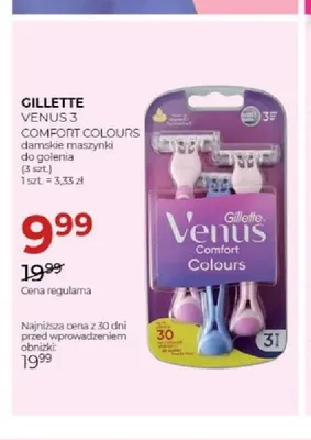 Maszynki do golenia damskie Gillette Venus 3 Comfort Colours promocja w Drogerie Jawa